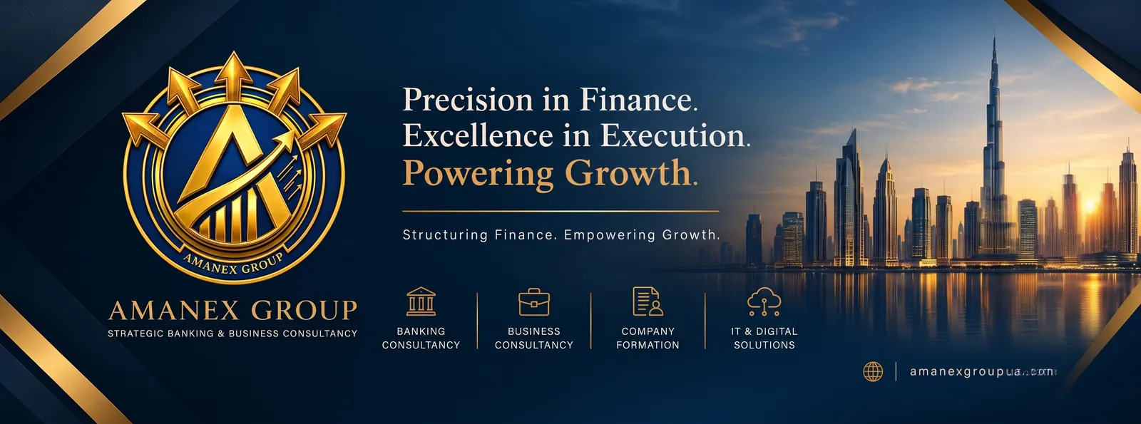 Amanex Group finance consultancy and Dubai skyline